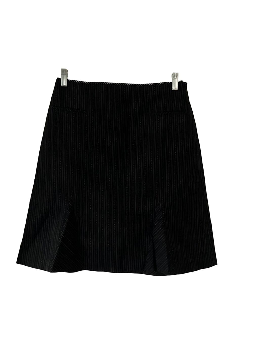 Pursuits ltd. Petite Size 10P Black Textured Pinstripe Skirt Lined Office